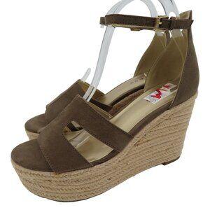 Guess Womens 8.5 Ayleen Brown Tan Espadrille Platform Wedge Sandals GFAyleen NEW